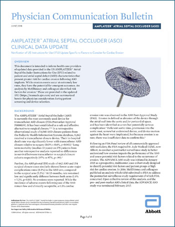 Amplatzer Atrial Septal Occluder clinical data update