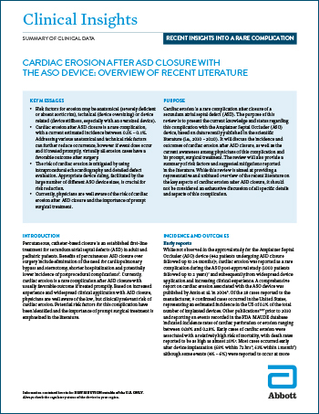 Cardiac erosion after ASD closure with the Amplatzer Atrial Septal Occluder (ASO) device