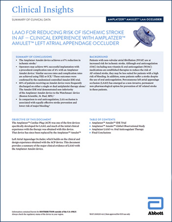 LAAO for reducing risk of ischemic stroke in AF