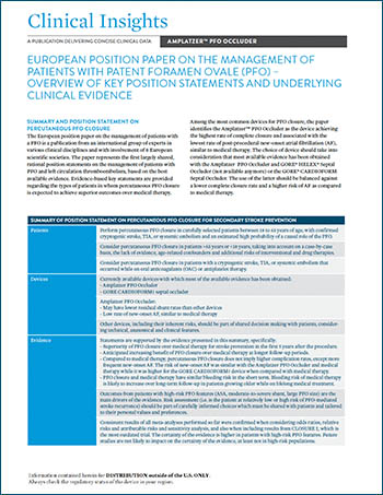 European position paper on the management of patients with patent foramen ovale (PFO)